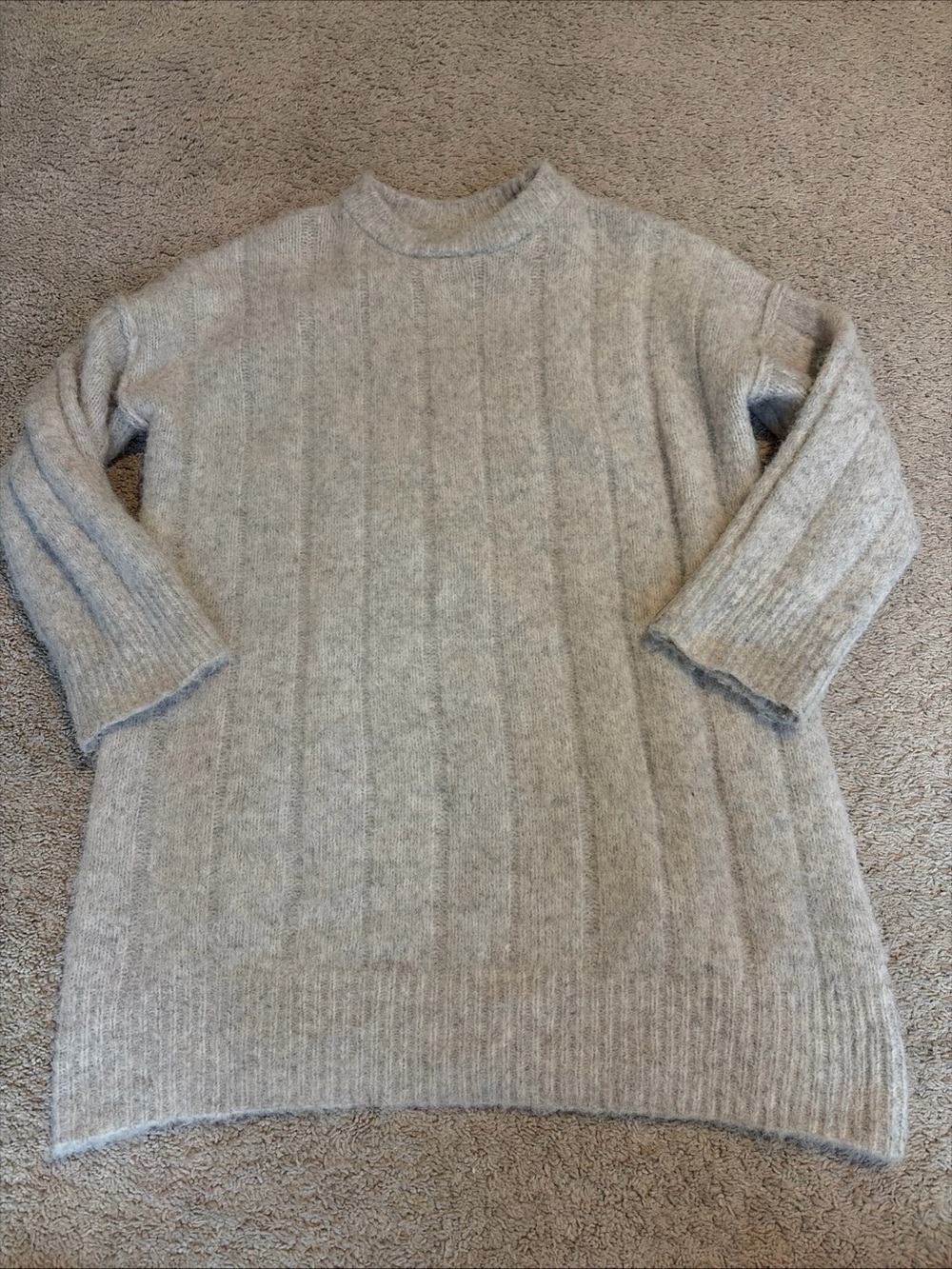Womens Topshop Gray Ribbed Oversized Sweater Dress Size Medium 8/10